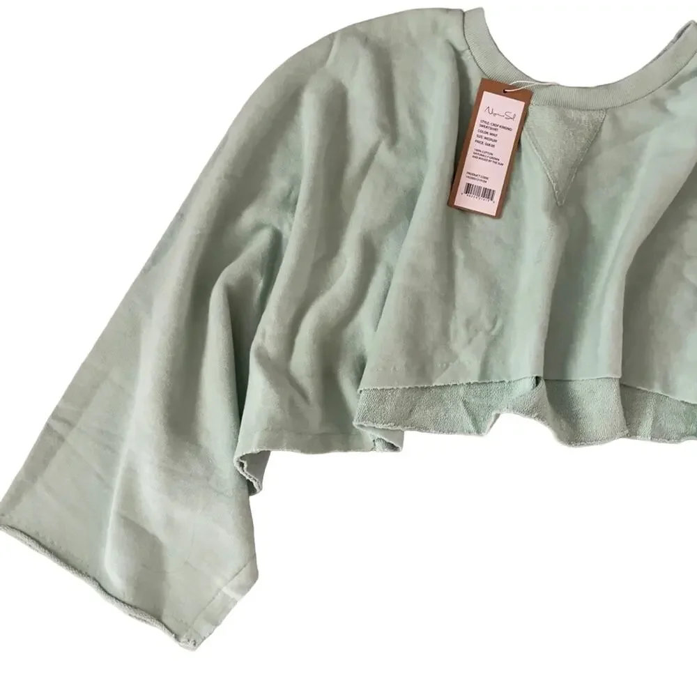 Niyama Sol Kimono Cropped Sweatshirt Athletic Yoga Mint Medium New - Picture 3 of 9